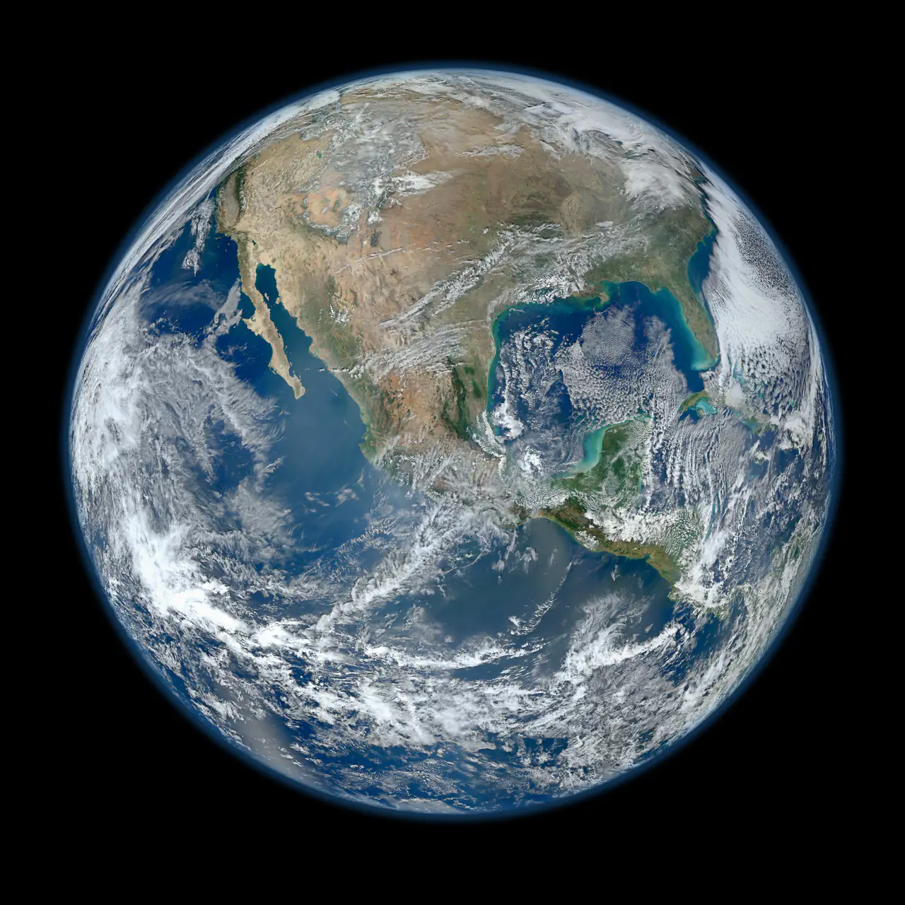 The Blue Marble letterboxed inside a widescreen frame, with empty bars left and right
