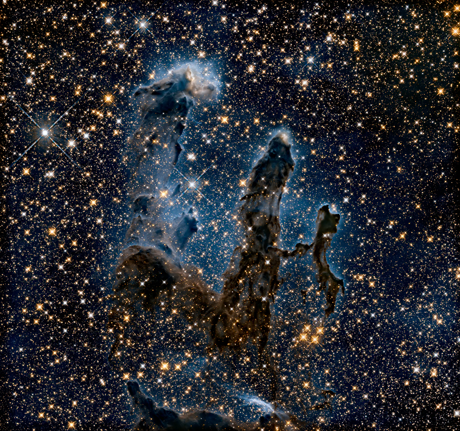 The Pillars of Creation in the Eagle Nebula, photographed by the Hubble Space Telescope