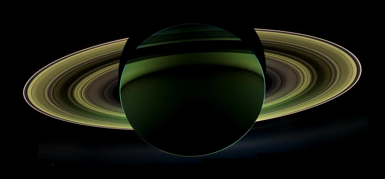 Saturn backlit by the Sun, next slide of the demo player
